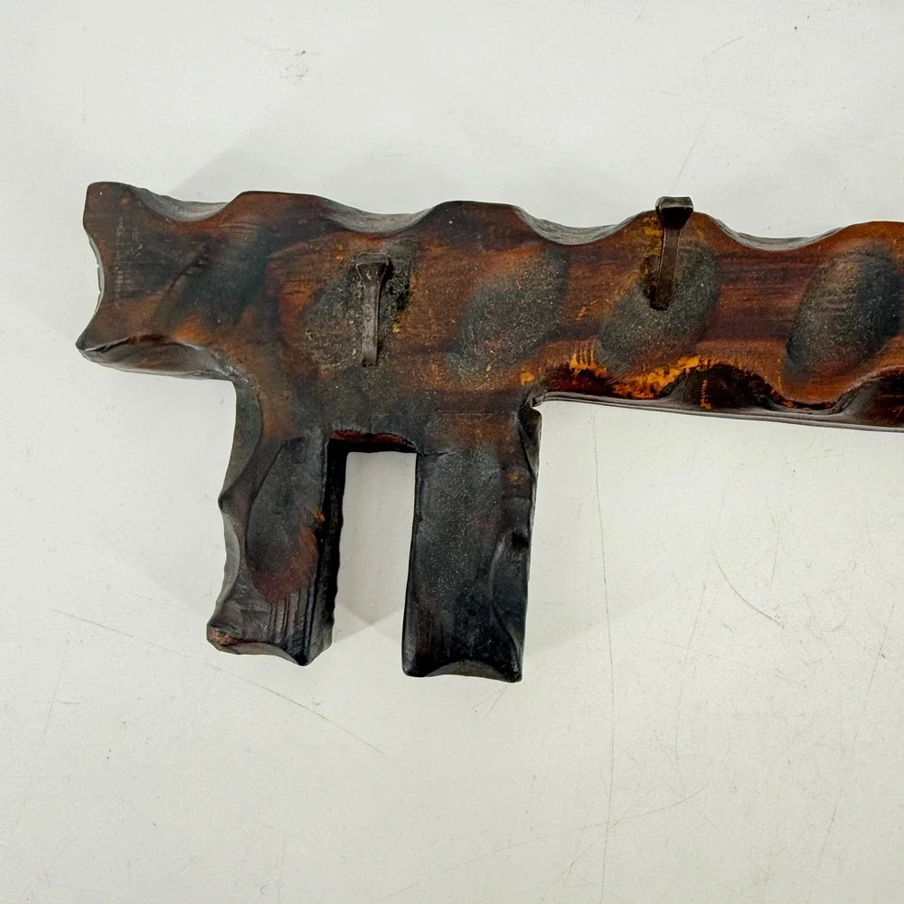 Key Rack Made in Spain Brown Rustic Hand Carved Wood Skeleton Key Hooks 14.25